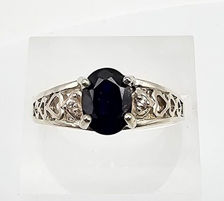 Sapphire Sterling Silver Cocktail Ring Size 5 3.4 G Approximately 1 TCW