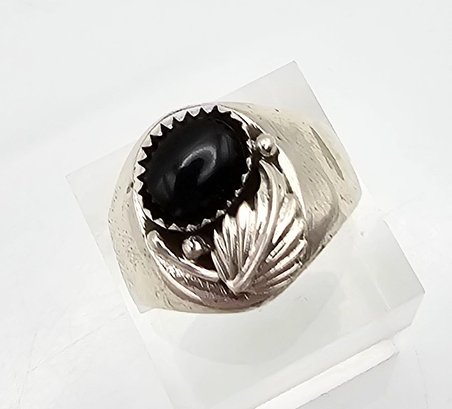 Native Obsidian Sterling Silver Ring Size 9 9.5 G