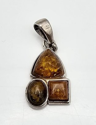 Amber Sterling Silver Pendant 3.1 G
