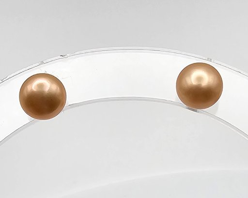 Peach Pearl Sterling Silver Earrings 1.3 G