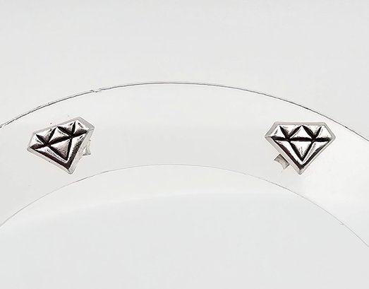 Sterling Silver Diamond Shape Earrings 0.3 G