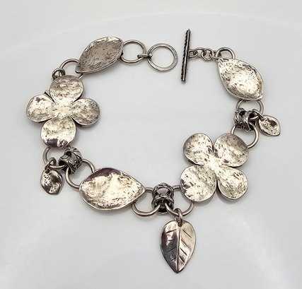 Silpada Sterling Silver Floral Toggle Bracelet 24 G