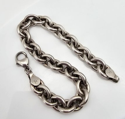 Signed Sterling Silver Thick Chain Bracelet 23.9 G