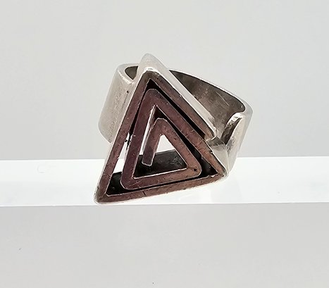 Mexico Sterling Silver Triangle Ring Size 5 13.2 G