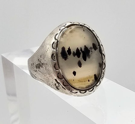 'M' Quartz Sterling Silver Ring Size 11.5 10 G