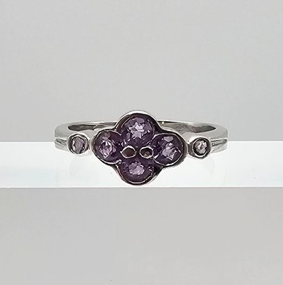 Amethyst Sterling Silver Cocktail Ring Size 6.5 2.7 G