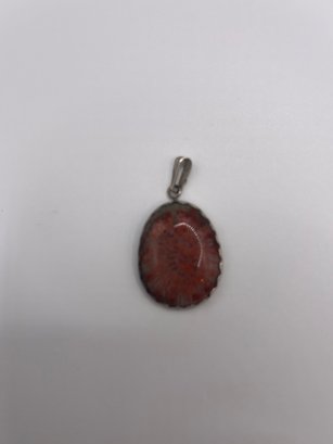 Sterling  Pendant With Orange Stone 9.66g
