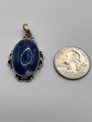 Sterling Pendant With Blue Oval Stone 7.8g