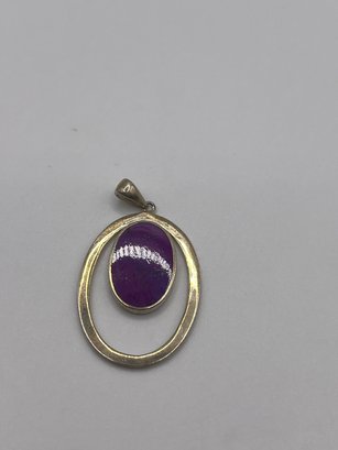 Sterling Gold, Toned Purple Stone Pendant, 3.63g