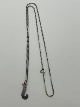 Sterling Silver Chain With J Pendant 2.82g