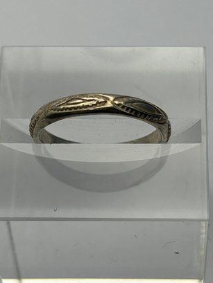 Sterling Silver Band With Etched Geometric Design. Size 6.  1.93 G.