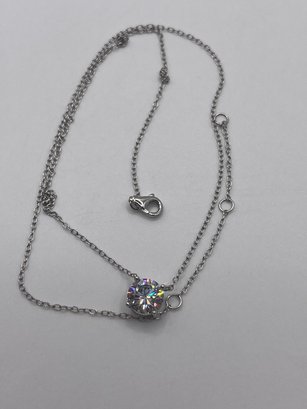 China - Sterling Chain With Round Clear Gem   2.00g