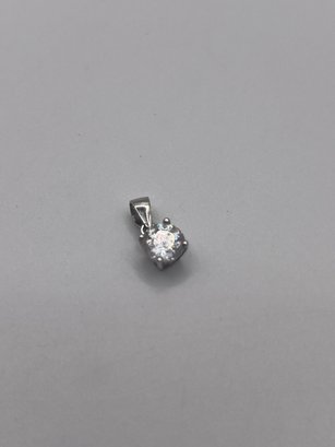 Sterling Pendant With Round Clear Gem  0.79g