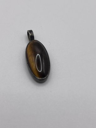 Sterling  Pendant With Oval Tigers Eye Stone  2.0g