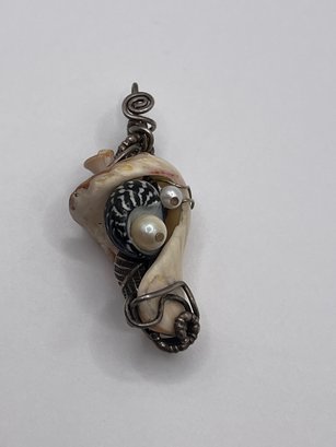 Sterling Seashell Collage Pendant  16.38g