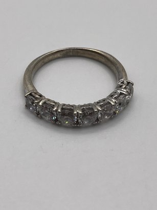 Sterling Ring With Clear Stones  3.38g     Sz. 7.5