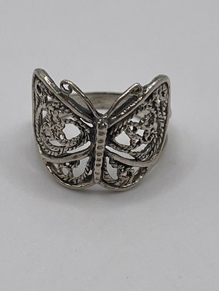 Sterling Ring With Butterfly Cutout Design   3.11g