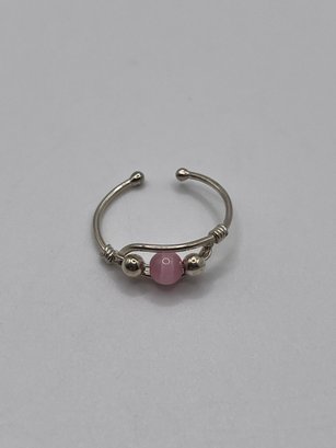 Sterling Ring With Pink Stone  0.95g   Sz. 5.5