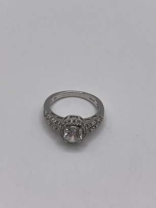 Sterling Ring With Big And Small Clear Gems  3.43g   Sz. 7
