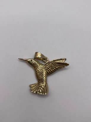Gold Toned Hummingbird Pendant  6.75g