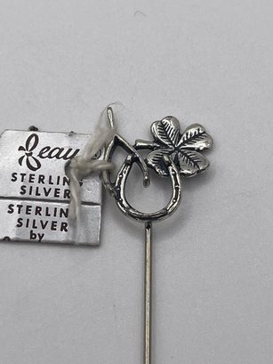 Sterling Hat Pin With Lucky Symbols 1.95g