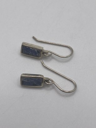 Sterling Earrings With Blue Inlay  1.84g