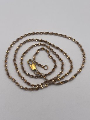 Sterling Gold Toned Twist Chain  4.17g   20'long