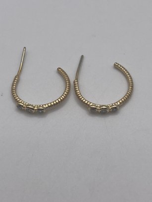 Sterling Gold Toned Earrings With 3 Gems  1.56g