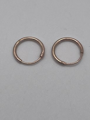Sterling Rose Gold Toned Small Hoop Earrings  .47g