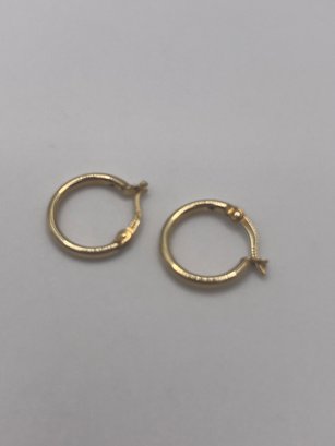 Sterling Gold Toned Small Hoop Earrings  1.24g