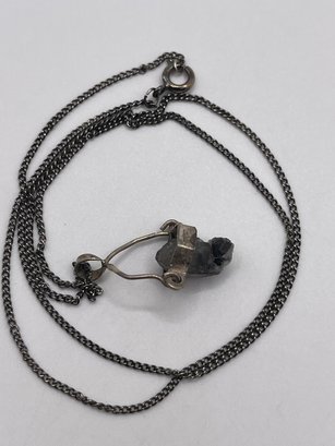 Sterling Cable Chain With Rock Crystal Pendant  3.30g   17'long