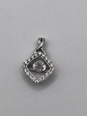 Sterling Pendant With Clear Gems  1.84g
