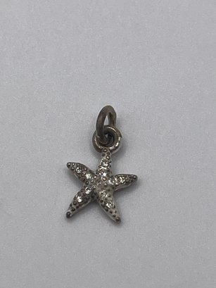 Sterling Star Charm With Clear Gems  0.67g