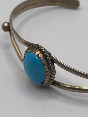 Sterling Faux Turquoise Cuff Bracelet  8.1g