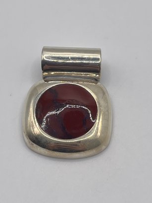 Sterling Square Pendant With Red Center  12.2g