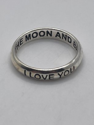 Sterling Ring 'I Love You To The Moon And Back' Engraving  2.46g    Sz. 6.5