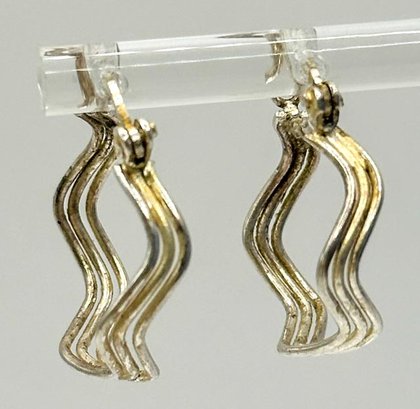 Wavy Multiband Sterling Hoop Earrings 2.80g