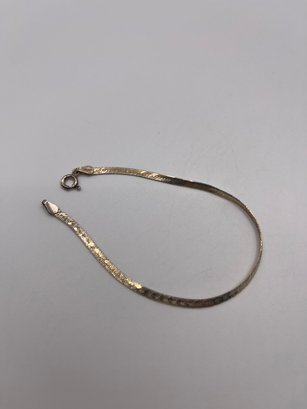 Sterling Gold Toned Herringbone Bracelet  1.71g    7'