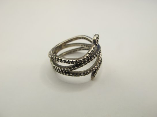 ALE Sterling Snake Ring With Clear Rhinestones 3.60g  Size 5