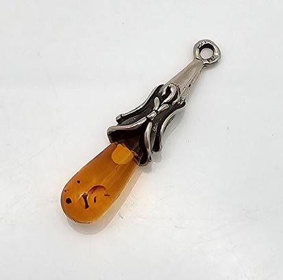 Amber Sterling Silver Pendant 1.9 G