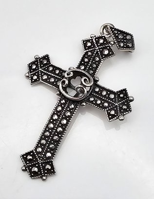 Marcasite Sterling Silver Cage Cross Pendant 6 G
