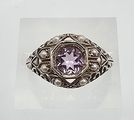 Amethyst Sterling Silver Cocktail Ring Size 6.5 2.4 G Approximately 1 TCW