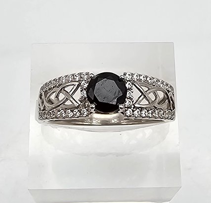 Obsidian Sterling Silver Ring Size 8 3.8 G