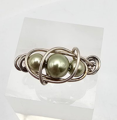 Pearl Sterling Silver Ring Size 5 1.8 G