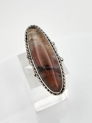 Native Agate Sterling Silver Ring Size 6 9.5 G