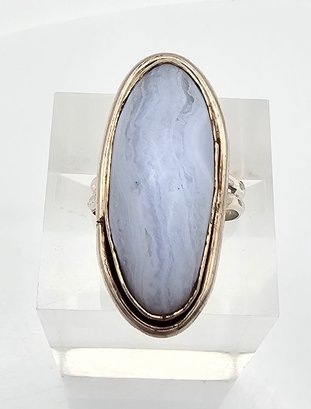 Native Blue Lace Agate Sterling Silver Ring Size 4 5.4 G