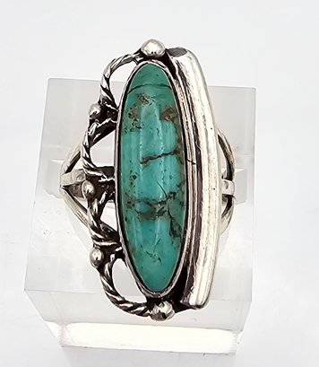 Native Turquoise Sterling Silver Ring Size 5.5 6.9 G