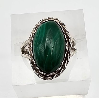 Malachite Sterling Silver Ring Size 4.5 4 G