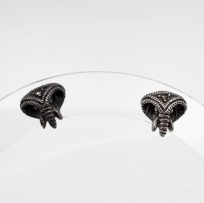 Marcasite Sterling Silver Elephant Earrings 2.6 G