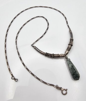 Moss Agate Sterling Silver Necklace 10.2 G